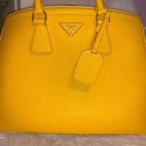 Yellow Prada Saffiano Handbag